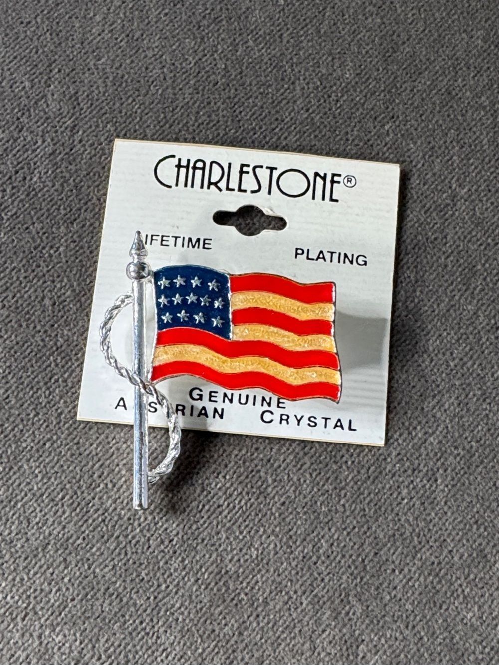 Charlestone American Flag Pin Brooch
